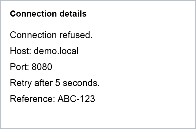 The same connection-details panel without the unrelated navigation text